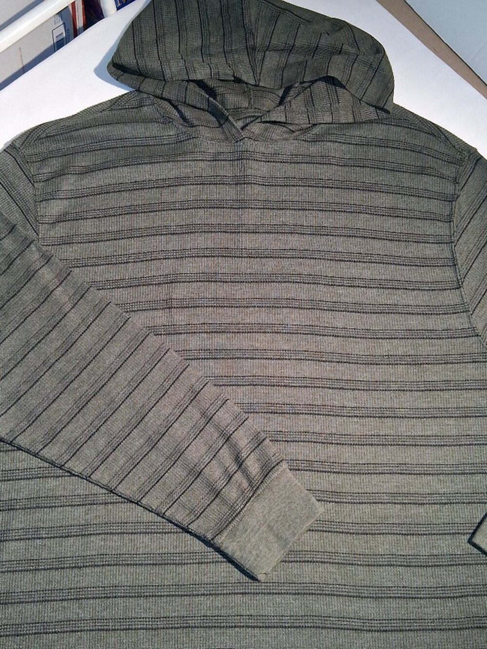AIRWALK Hoodie  Waffle-Knit  Lightweight  sz 4X  Olive Green Stripe  Skater  GUC